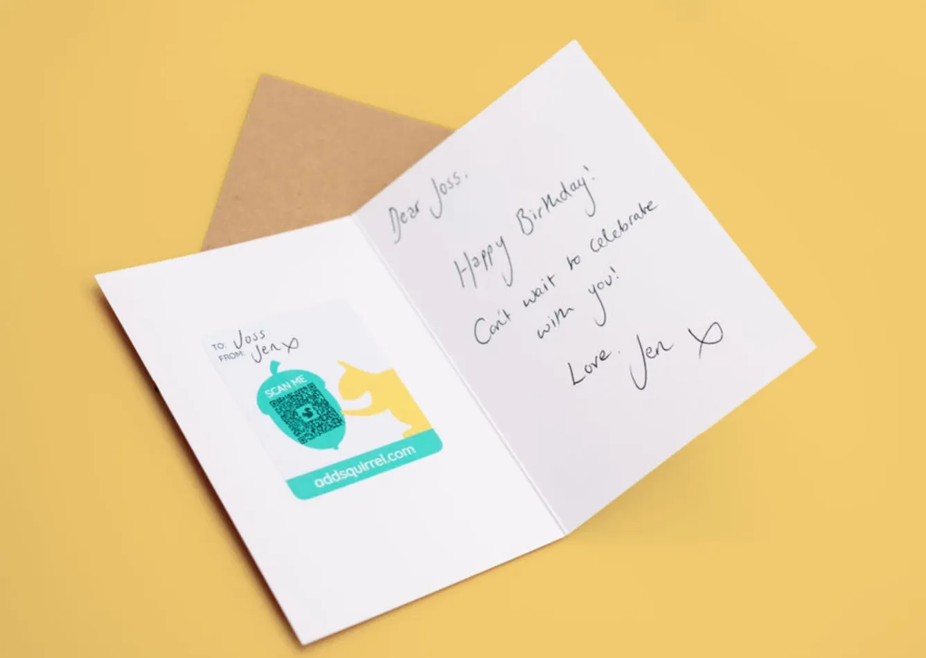 Jen Winnett addSQUIRREL QR Smart Stickers- Greeting Cards