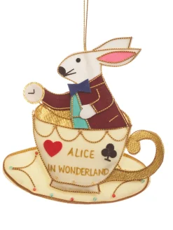 St. Nicolas Alice in Wonderland Rabbit in a Teacup Decoration- Christmas Decorations|Seasonal Decor