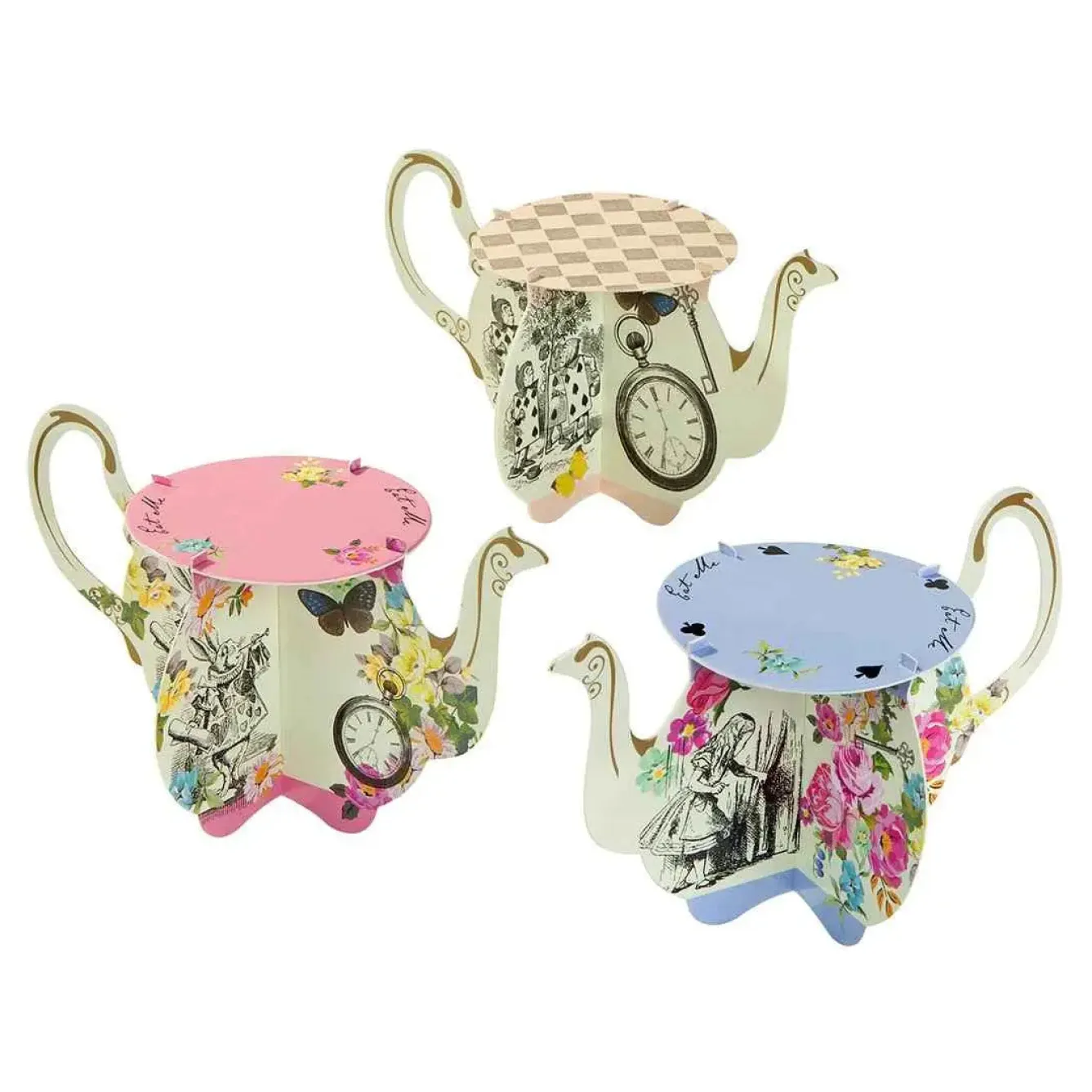 Talking Tables Alice in Wonderland Teapot Cake Stands - 6 pack- Picnic|Serving Plates & Boards