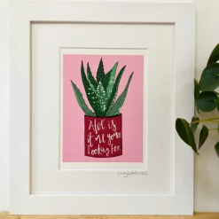 Lucky Lobster Aloe Plant Print Framed- Art