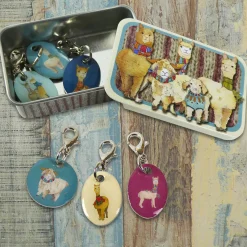 Emma Ball Alpaca & Friends Set of 6 Stitch Crochet Markers in a Pocket Tin- Stationery|Crafts