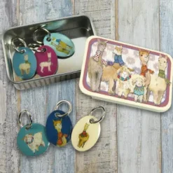 Emma Ball Alpaca and Friends Set of 6 Stitch Markers in a Pocket Tin- Crafts