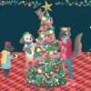 Roger La Borde Animals Dressing Tree Gold Foil Christmas Petite Card Pack- Christmas Decorations|Christmas Cards