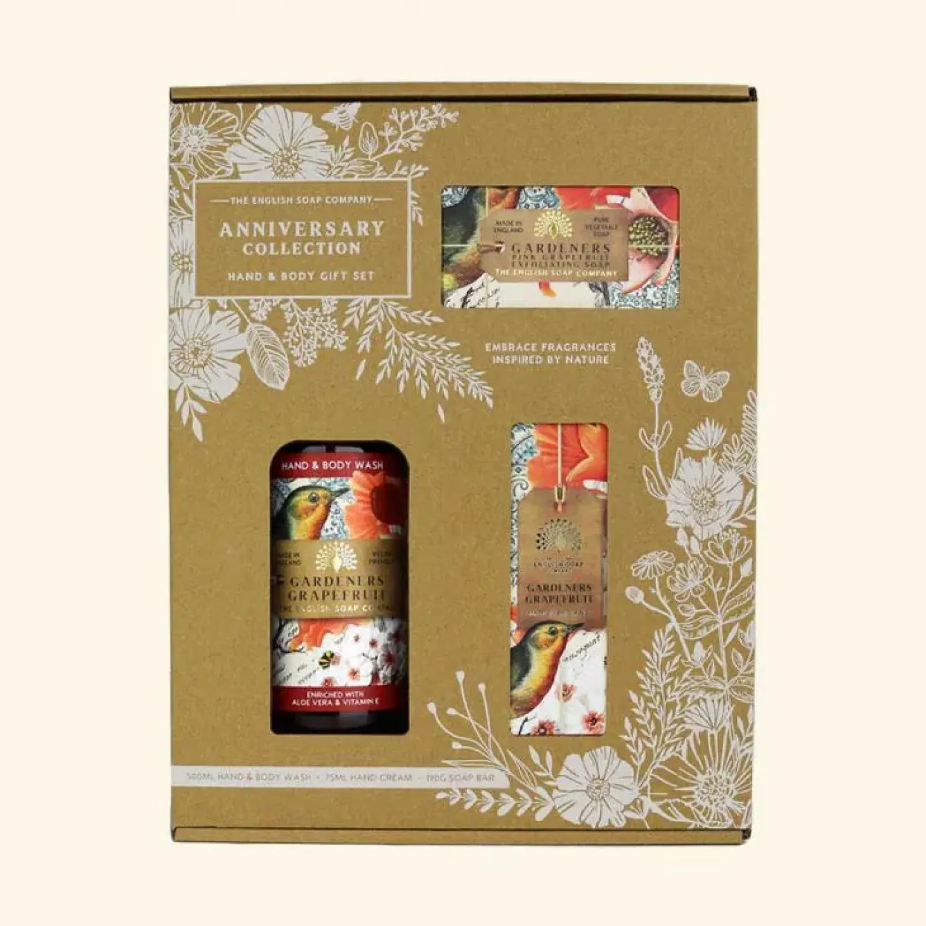English Soap Company Anniversary Gardeners Grapefruit Hand and Body Gift Box- Soaps & Lotions
