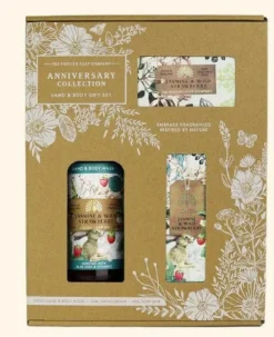 English Soap Company Anniversary Jasmine & Wild Strawberry Hand & Body Gift Set- Soaps & Lotions