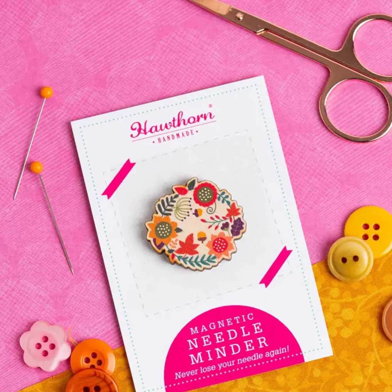 Hawthorn Handmade Autumn Leaves Magnetic Needle Holder- Crafts