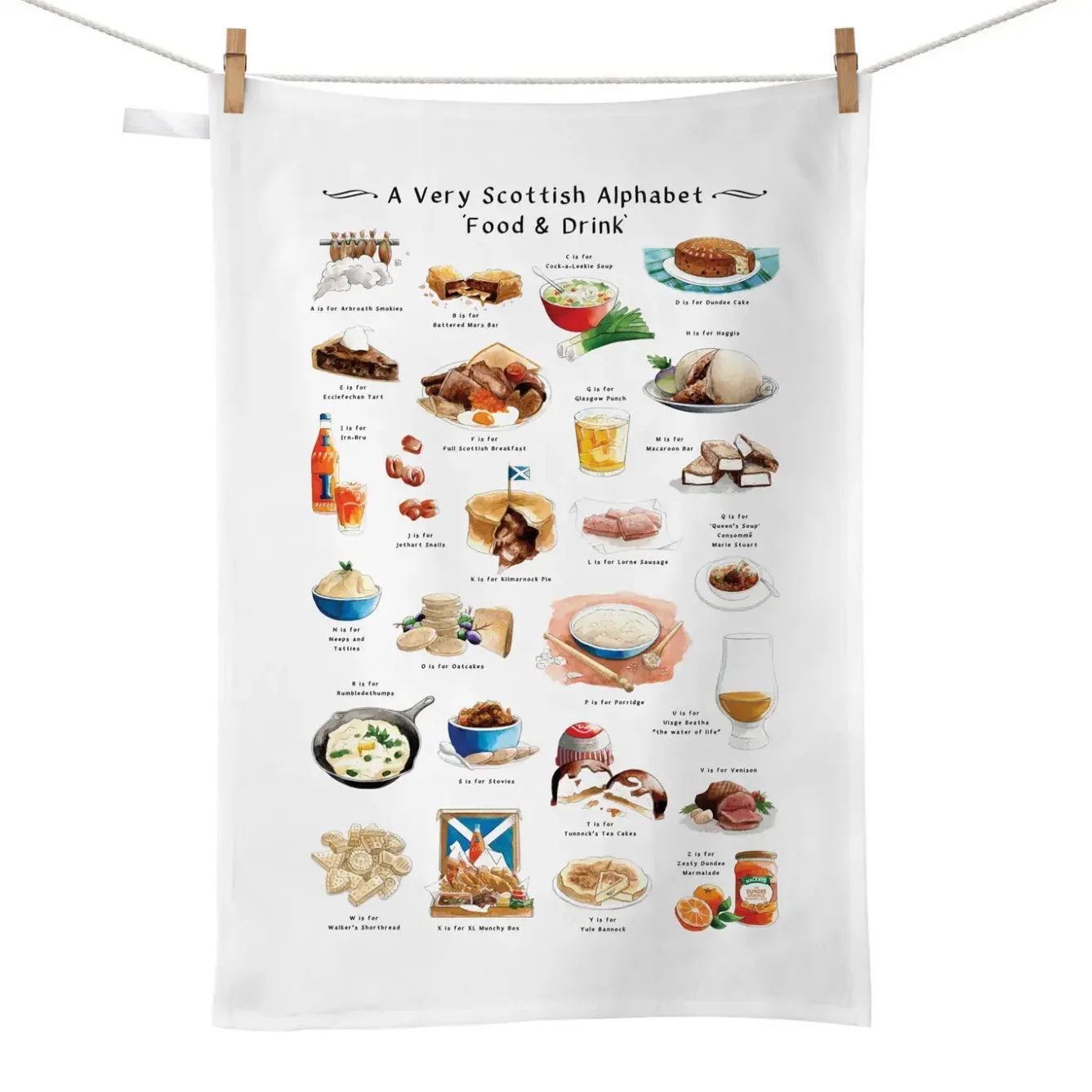 Yeti A Very Scottish Alphabet Food & Drink Tea Towel- Tea|Tea Towels