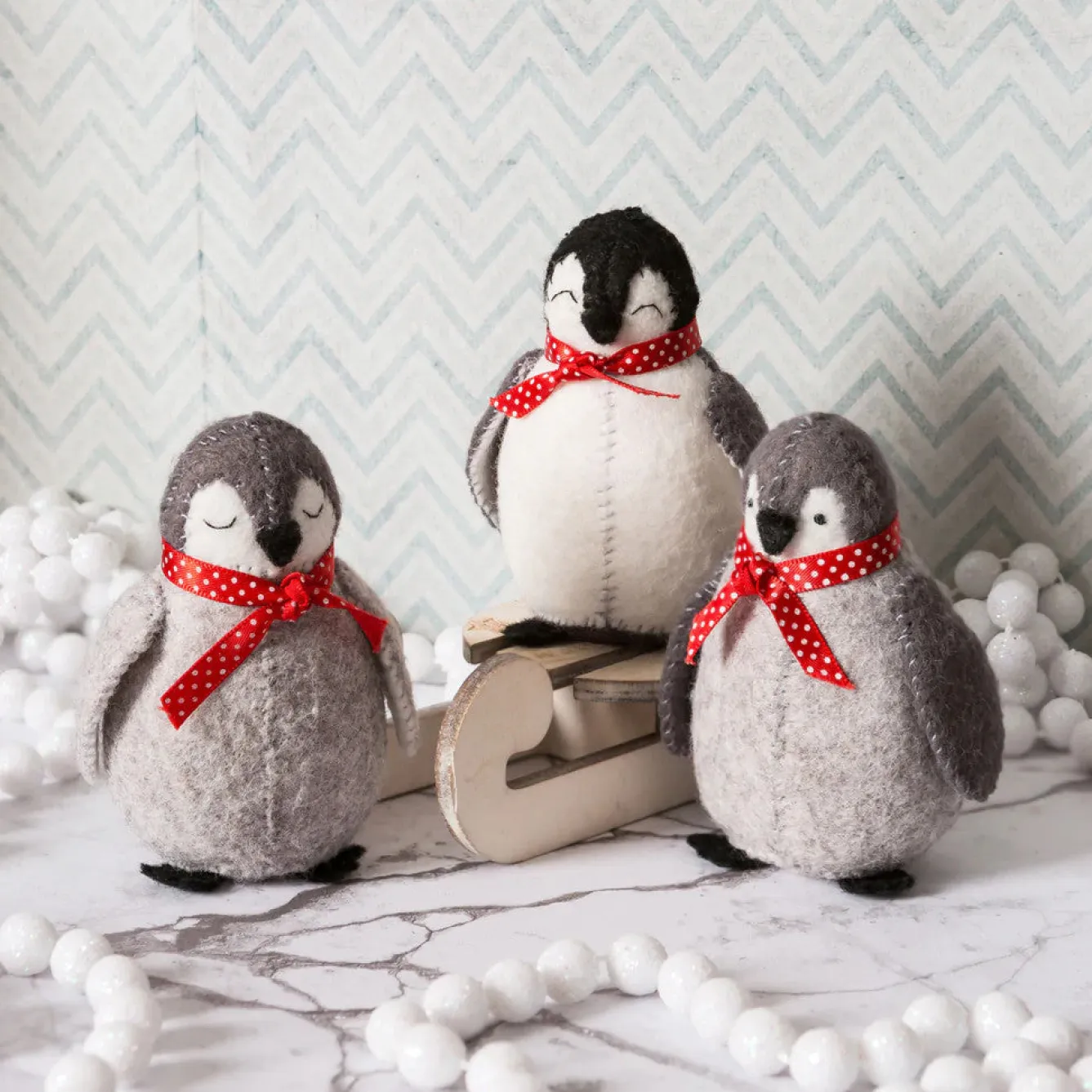 Corinne Lapierre Baby Penguins Wool Mix Felt Craft Kit- Crafts|Children