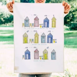 This Is Nessie Beach Huts Tea Towel by- Tea|Tea Towels
