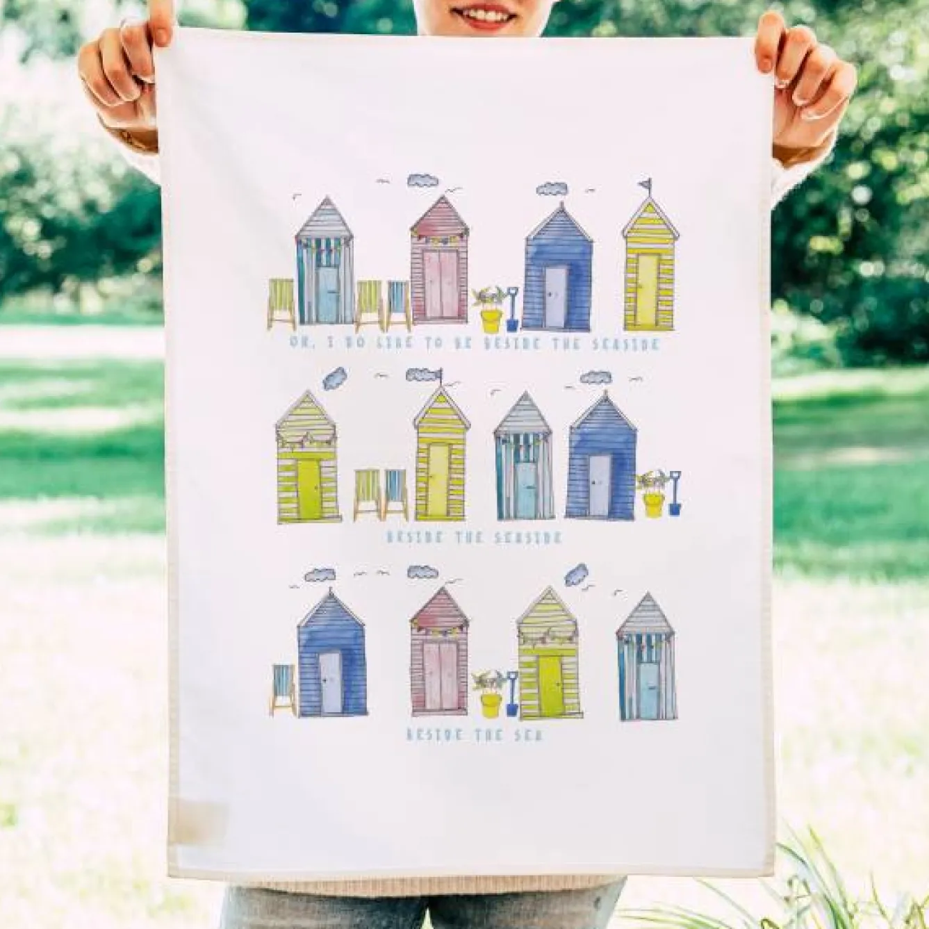 This Is Nessie Beach Huts Tea Towel by- Tea|Tea Towels