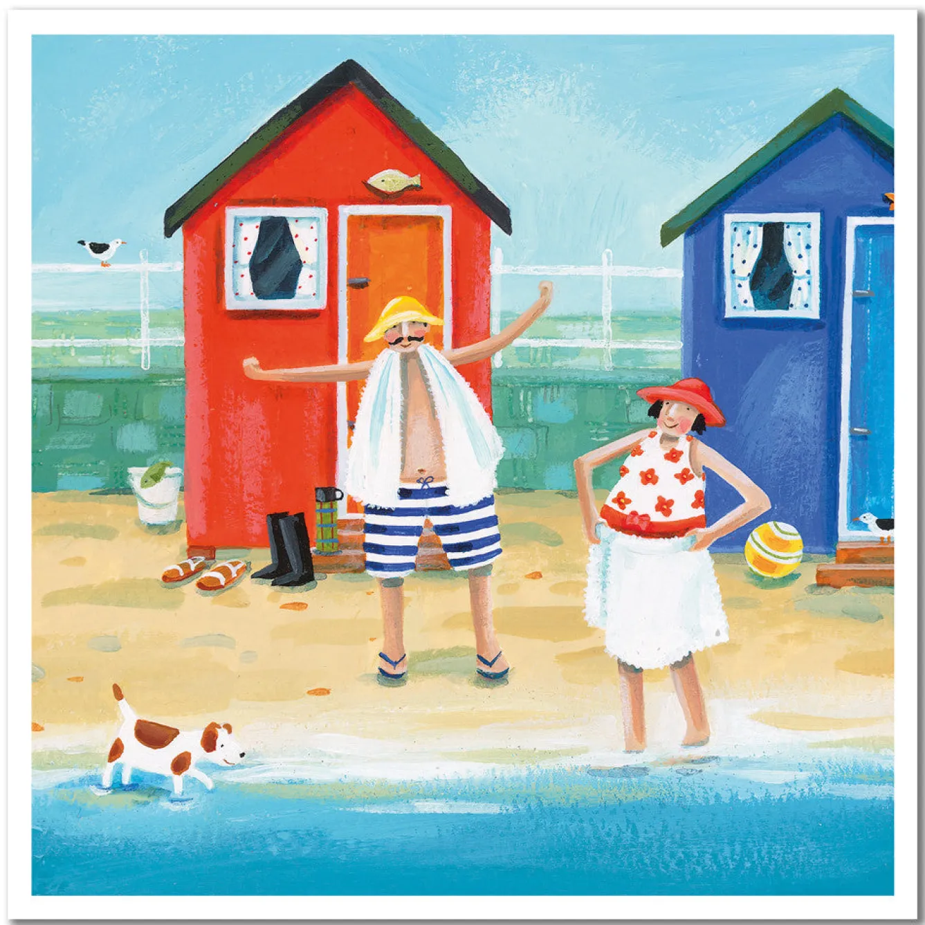 Emma Ball Beach Swim Greetings Card- Greeting Cards