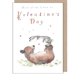 Paper Shed Design Bear and Hare "With all my Love on Valentine's Day" Greetings Card- Valentine's Day|Greeting Cards