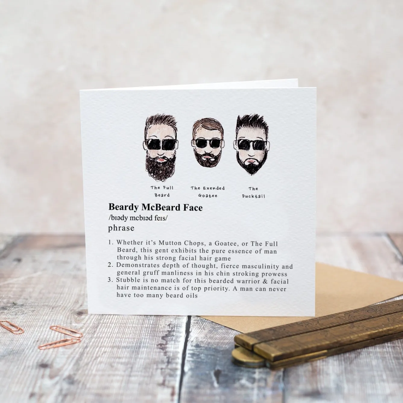 Toasted Crumpet Beardy McBeard Face Greetings Card- Greeting Cards