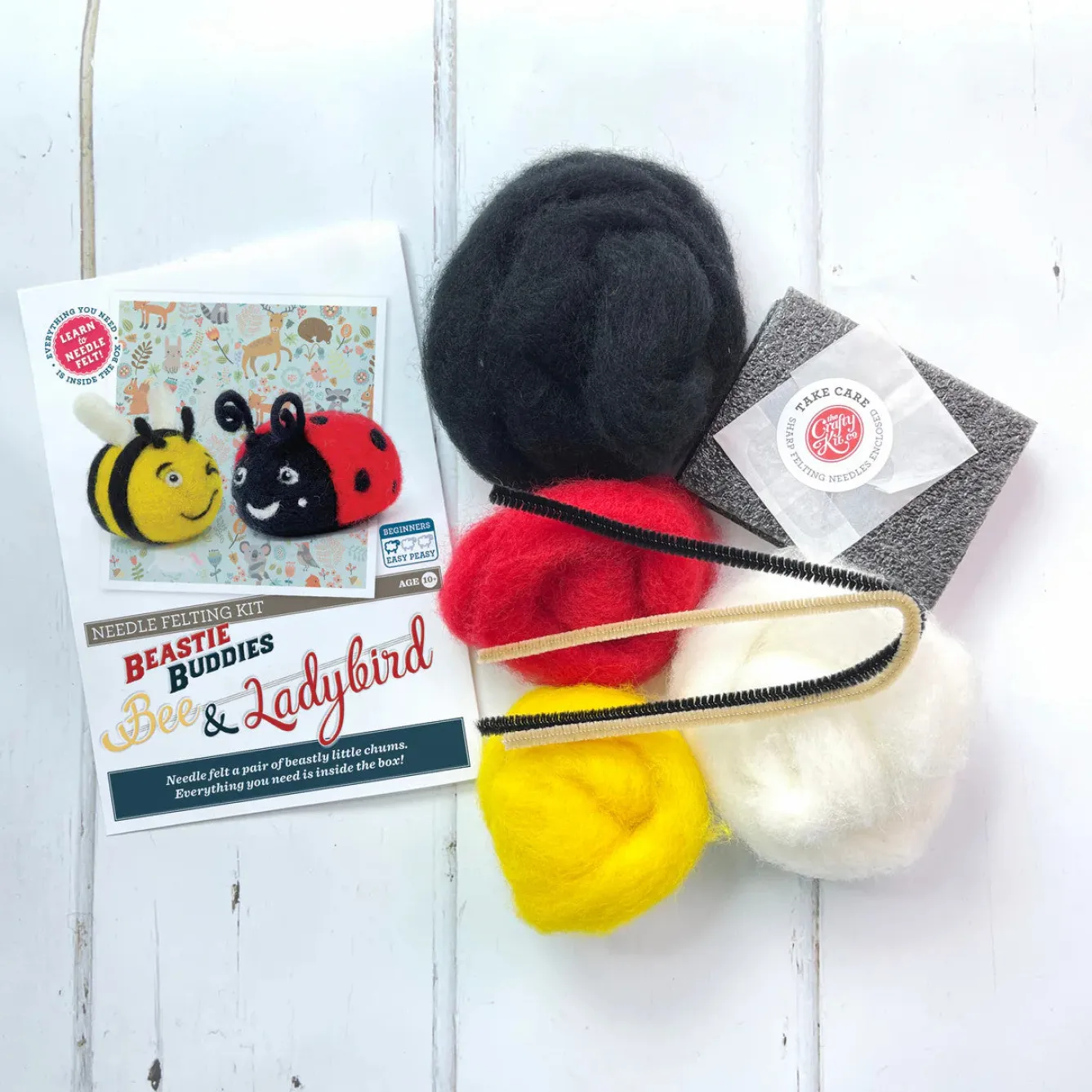 The Crafty Kit Co. Beastie Buddies Bee & Ladybird Needle Felting Craft Kit- Crafts|Children