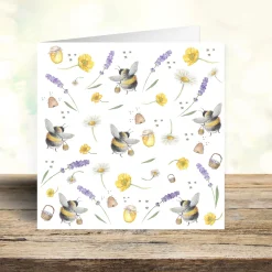 West Country Designs Bee & Lavender Art Card- Greeting Cards