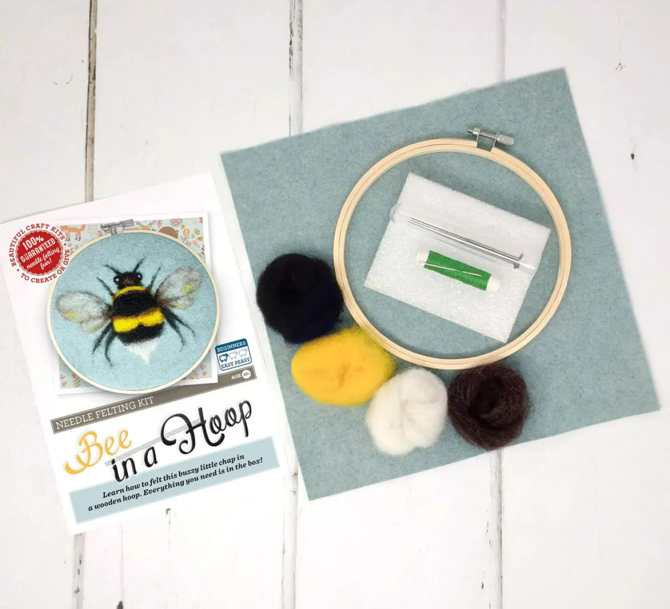 The Crafty Kit Co. Bee in a Hoop Needle Felting Kit- Crafts|Children