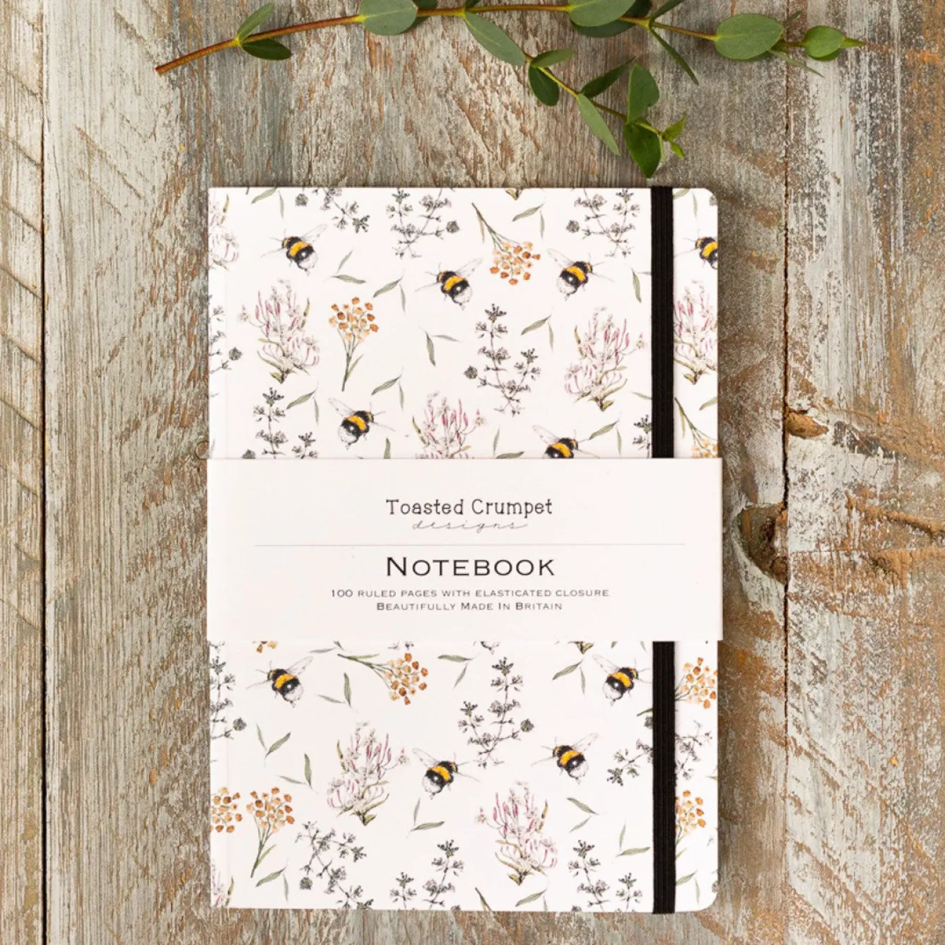 Toasted Crumpet Bees & Honeysuckle A5 Lined Notebook- Stationery