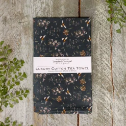 Toasted Crumpet Bees & Honeysuckle Noir Tea Towel- Tea|Tea Towels