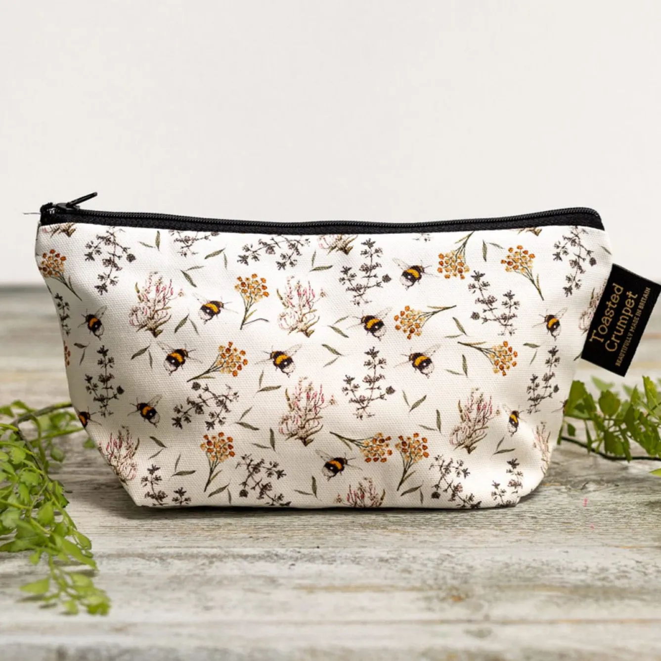 Toasted Crumpet Bees & Honeysuckle (Pure) Small Makeup Bag- Soaps & Lotions|Bags
