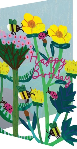Roger La Borde Bees & Ladybirds, Birthday Laser Greeting Card- Greeting Cards