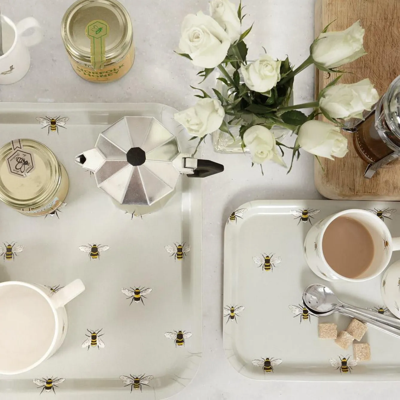 Sophie Allport Bees Large Birch Tray- Tea|Trays