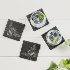 Selbrae Bee Slate Coasters- Set of 4- Tea|Coasters