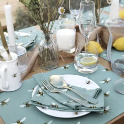 Sophie Allport Bees Teal Fabric Placemat - Set of 2- Placemats|Placemats