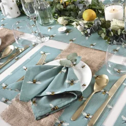 Sophie Allport Bees Teal Fabric Placemat - Set of 2- Placemats|Placemats