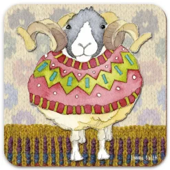 Emma Ball Big Sheep in Sweaters Coaster- Tea|Coasters