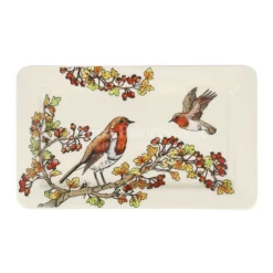 Emma Bridgewater Birds in the Hedgerow Rosehip & Robin Medium Oblong Plate- Serving Plates & Boards|Plates