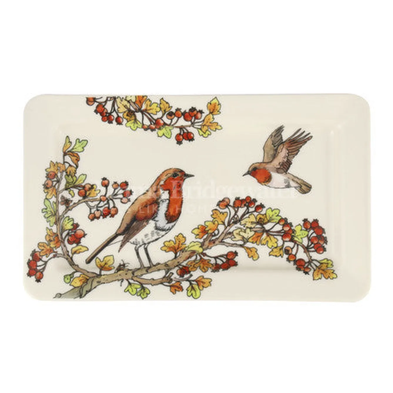 Emma Bridgewater Birds in the Hedgerow Rosehip & Robin Medium Oblong Plate- Serving Plates & Boards|Plates