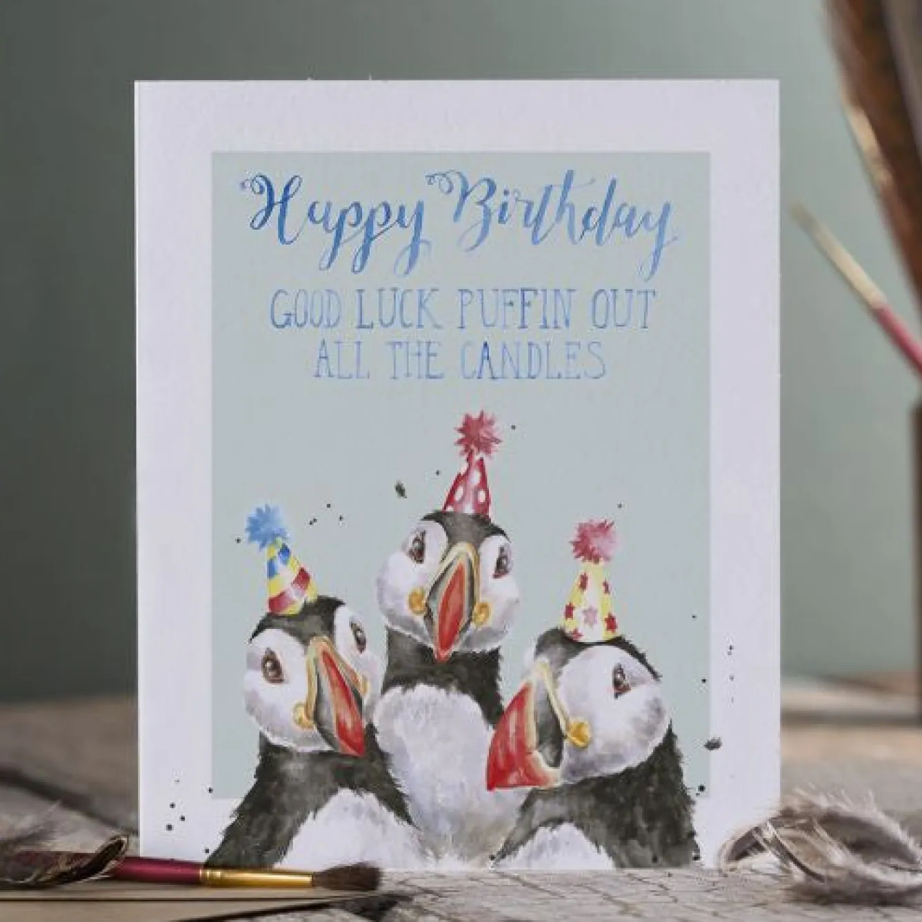 Wrendale Designs 'Birthday Candles' Puffin Birthday Greetings Card- Greeting Cards