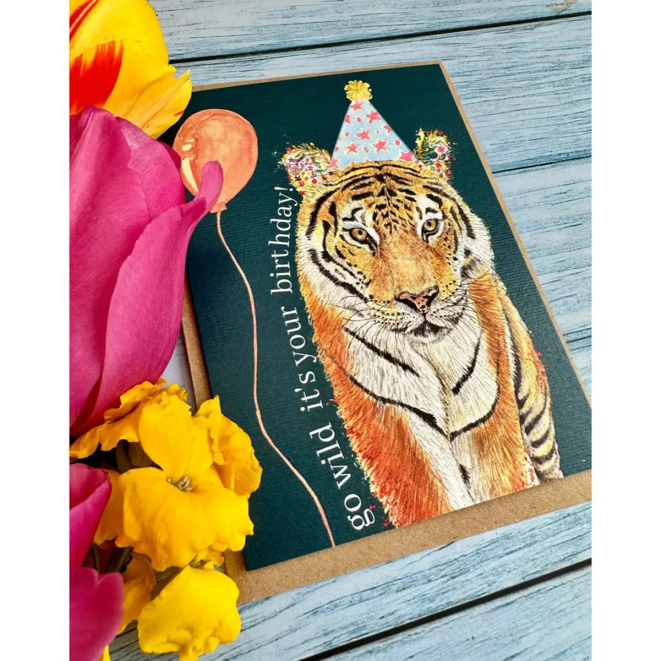 Jen Winnett Birthday Tiger Eco-card- Greeting Cards