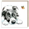 Paper Shed Design Black and White Collie with Butterfly Greetings Card- Greeting Cards