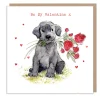 Paper Shed Design Black Labrador with Flowers "Be My Valentine" Greetings Card- Valentine's Day|Greeting Cards