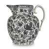 Burleigh Black Regal Peacock Etruscan Large Jug- Jugs