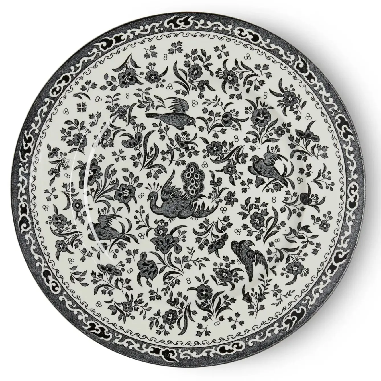 Burleigh Black Regal Peacock Large Plate 10 in- Plates