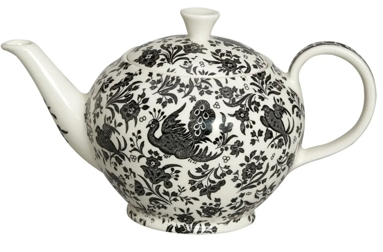 Burleigh Black Regal Peacock Large Teapot- Tea|Teapots