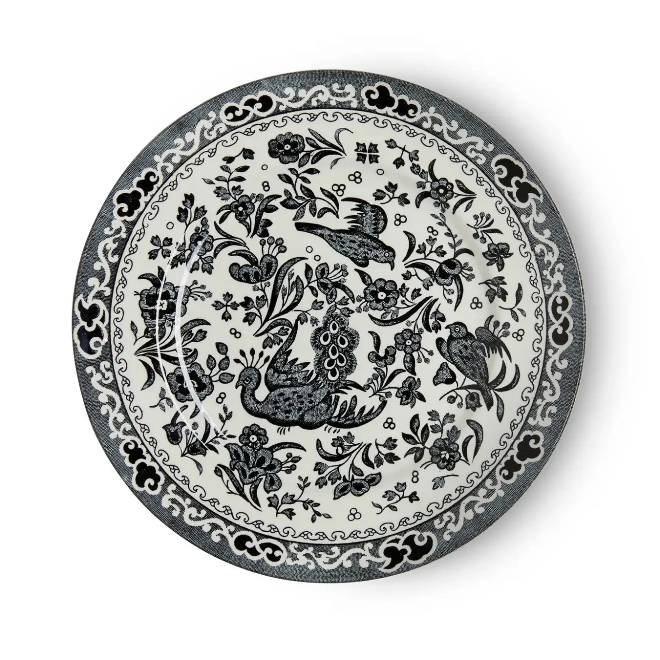 Burleigh Black Regal Peacock Medium Plate 8 3/4 in- Plates