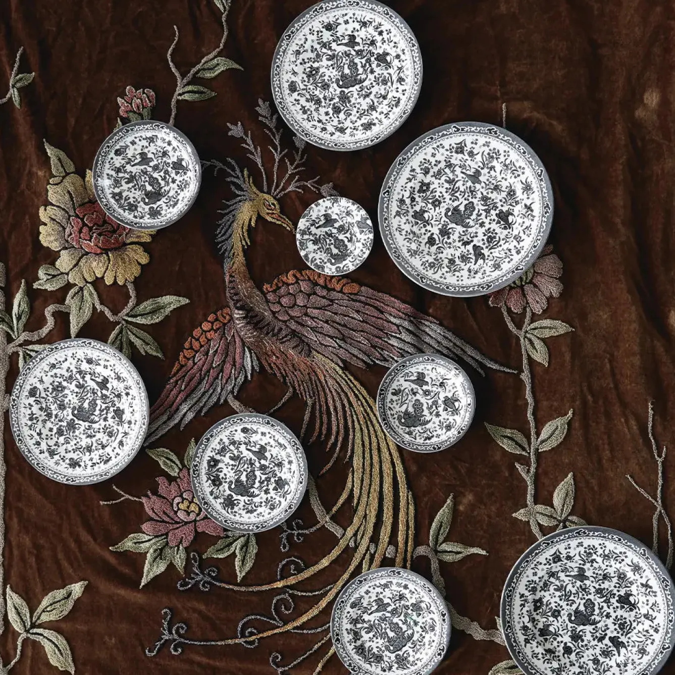 Burleigh Black Regal Peacock Medium Plate 8 3/4 in- Plates