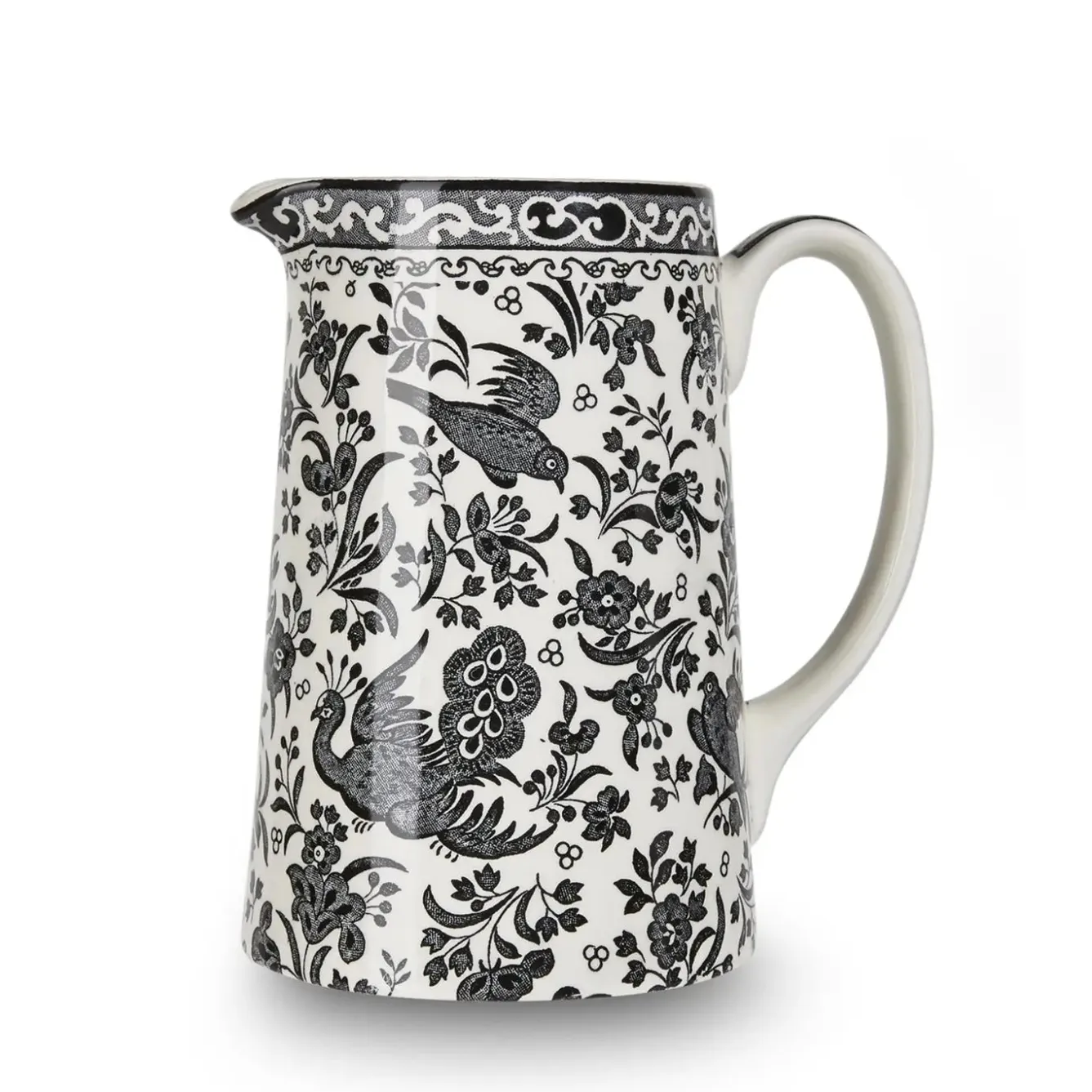 Burleigh Black Regal Peacock Medium Tankard Jug- Jugs