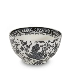Burleigh Black Regal Peacock Mini Footed Bowl - 4.75in/12cm- Bowls & Dishes