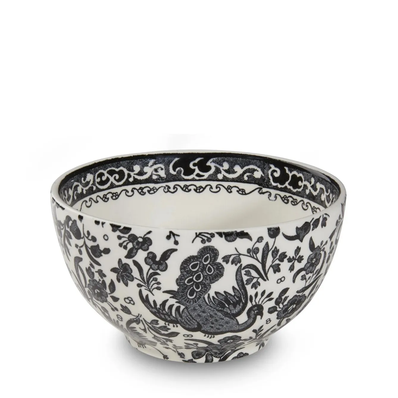 Burleigh Black Regal Peacock Mini Footed Bowl - 4.75in/12cm- Bowls & Dishes