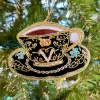 Tinker Tailor Black Teacup Decoration by London- Christmas Decorations|Seasonal Decor