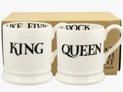 Emma Bridgewater Black Toast King & Queen Set of 2 1/2 Pint Mugs- Royal