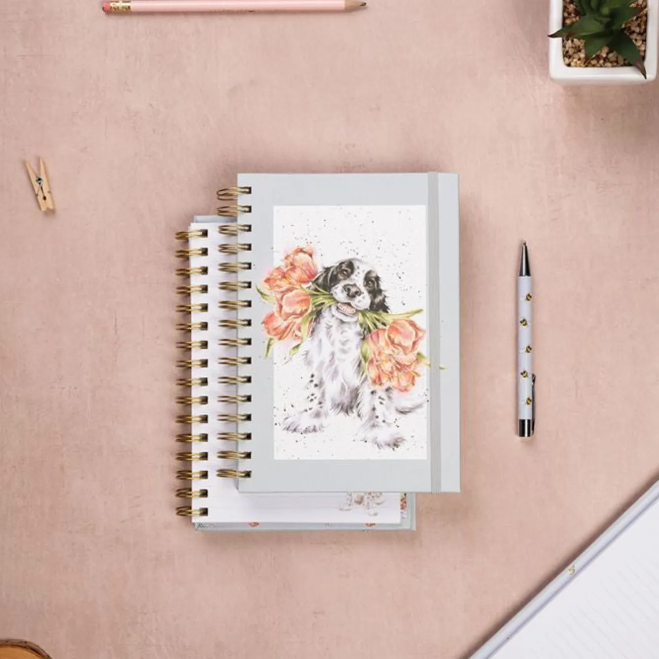 Wrendale Designs 'Blooming with Love' Spaniel Spiral Bound Notebook- Stationery