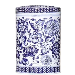 Elite Tins Blue & White Mini Oval Tin- Storage Caddies|Storage