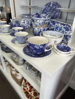 Burleigh Blue Calico Breakfast Cup and Saucer- Tea|Teacups