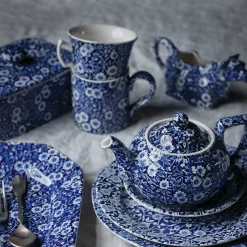 Burleigh Blue Calico Cow Creamer Boxed- Jugs