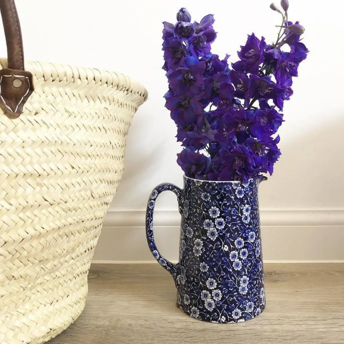 Burleigh Blue Calico Large Tankard Jug- Jugs